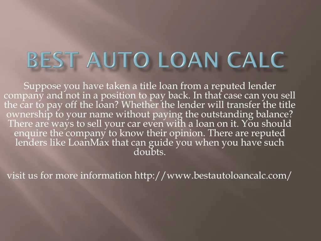 best auto loan calc
