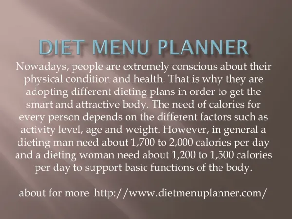Diet menu planner