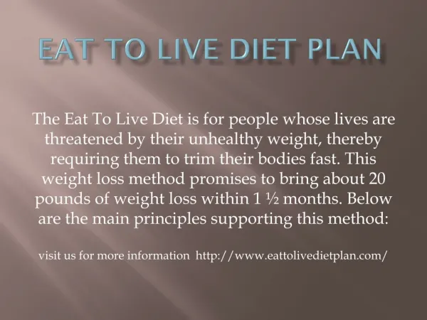Eat To Live Diet Plan