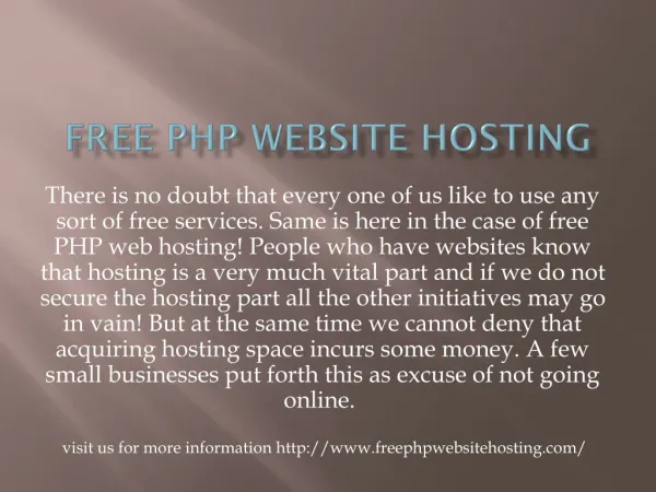 free php website hosting