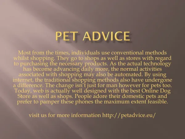 Pet advice