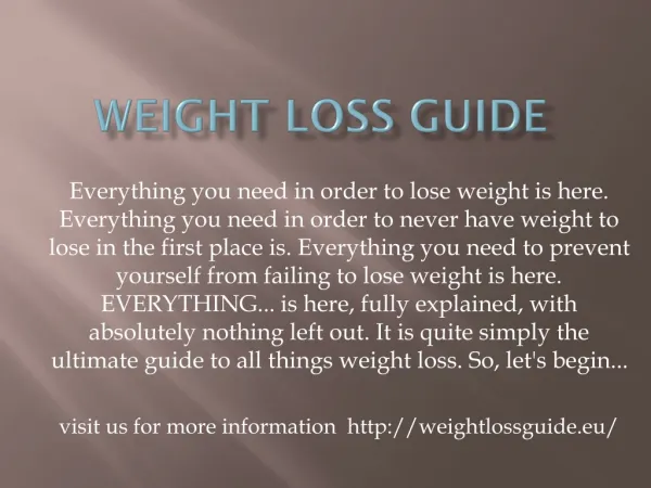 Weight loss guide