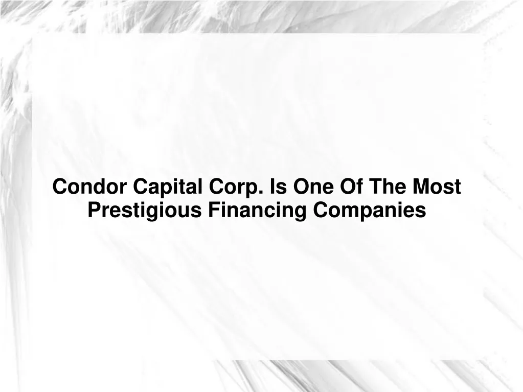 condor capital corp is one of the most