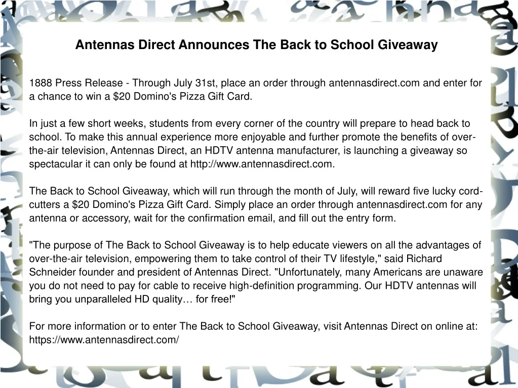 antennas direct announces the back to school