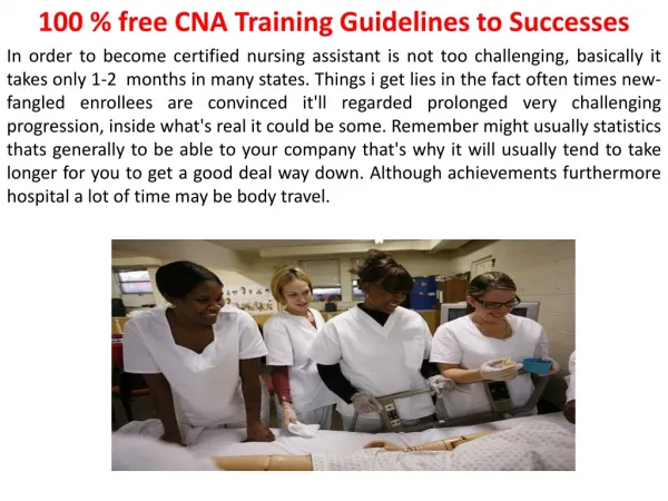 free CNA Training Guidelines to Successes