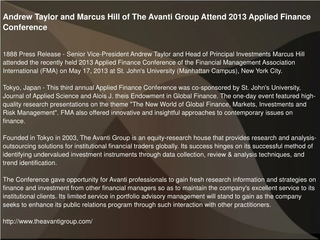 andrew taylor and marcus hill of the avanti group