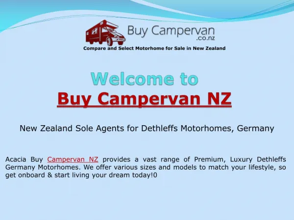 Motorhomes For Sale - Acacia Buy Campervan New Zealand