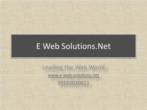 Web Design Company Delhi - E-Web-Solutions.Net