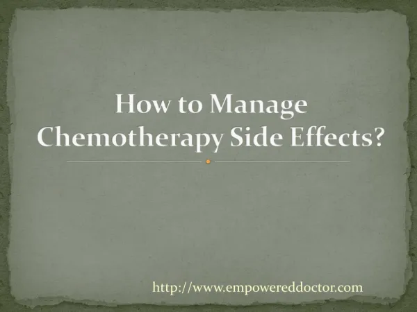 How to Manage Chemotherapy Side Effects?