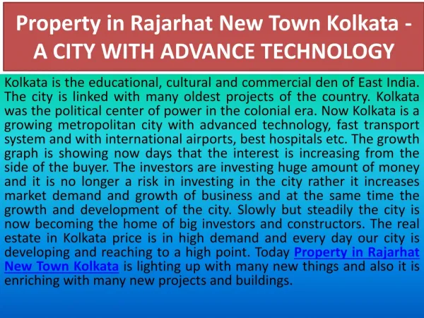 Property in Rajarhat New Town Kolkata