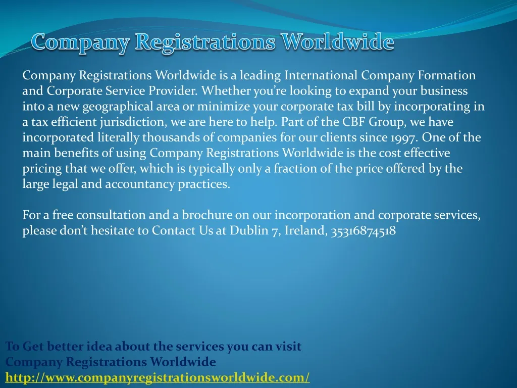 company registrations worldwide