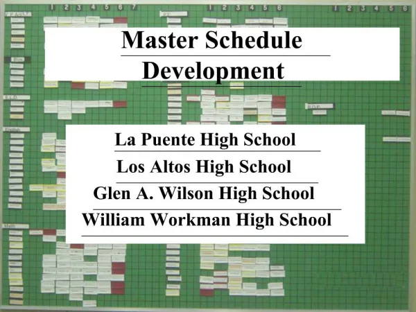 Master Schedule Development