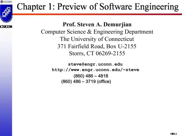Chapter 1: Preview of Software Engineering