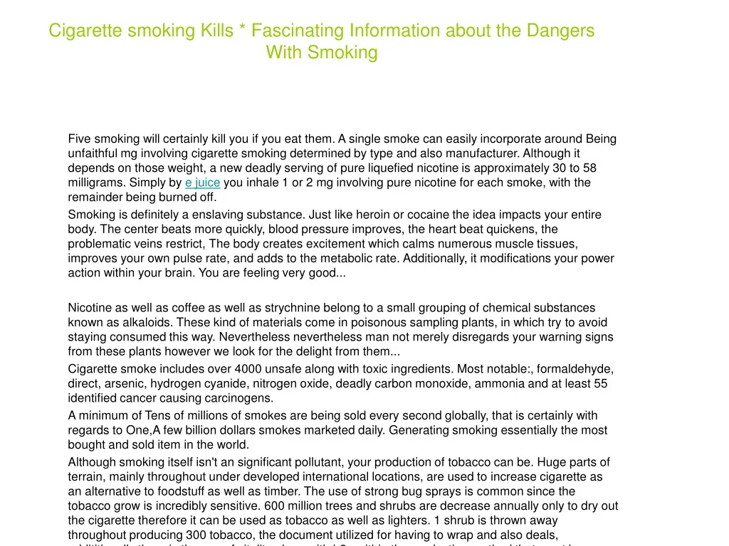 cigarette smoking kills fascinating information about the dangers with smoking