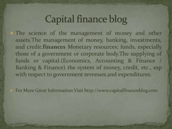 Capital finance blog