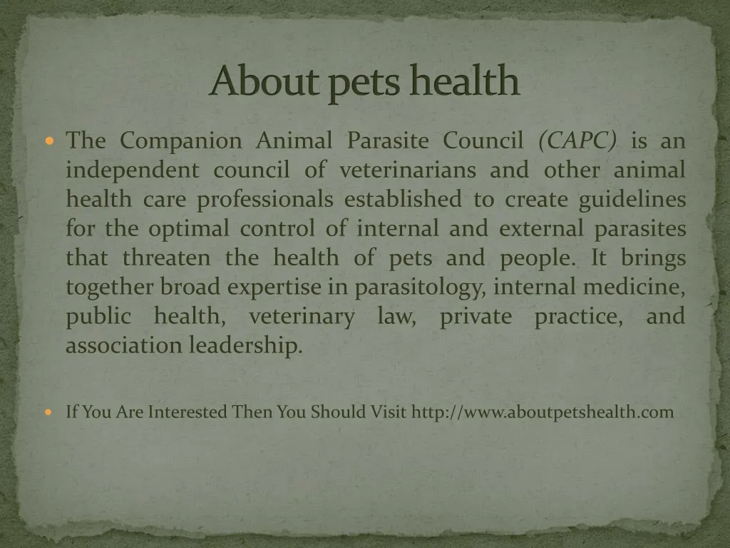 a bout pets health