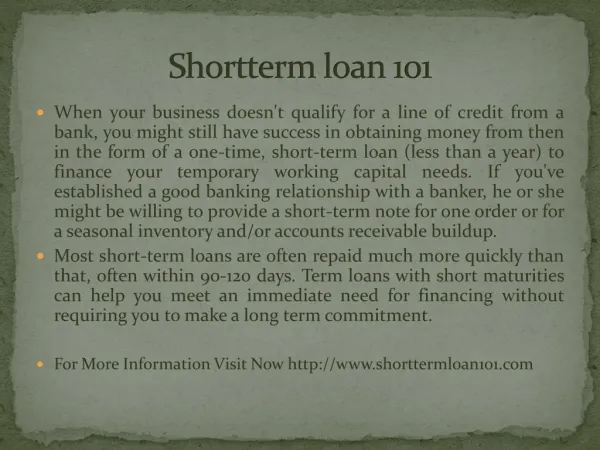 Shortterm loan 101