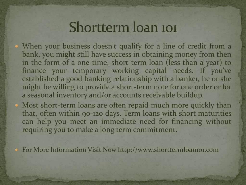 s hortterm loan 101