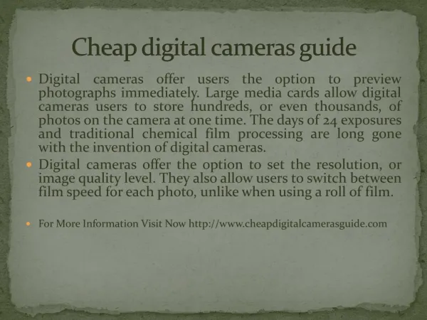 Cheap digital cameras guide