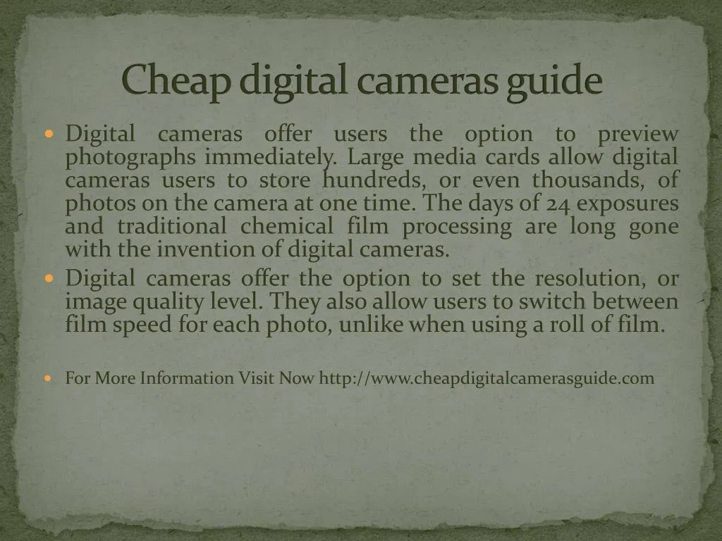 c heap digital cameras guide