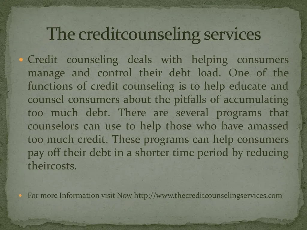 t he creditcounseling services