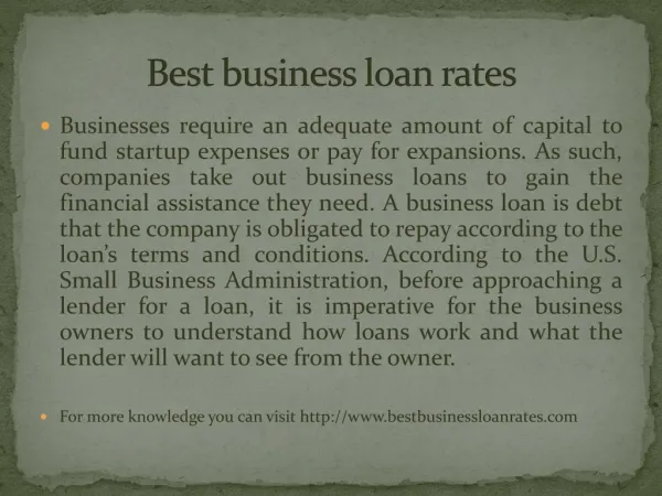 Best business loan rates
