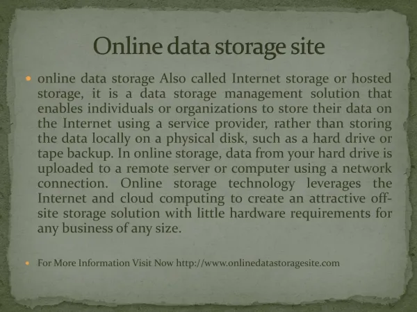 Online data storage site