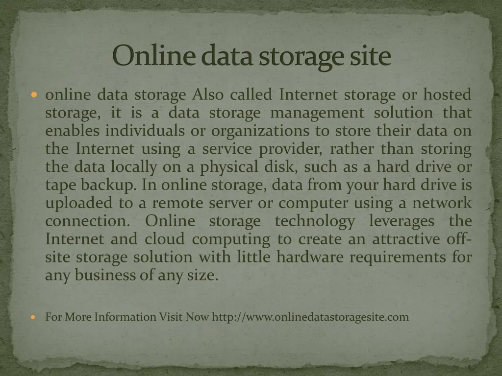 o nline data storage site