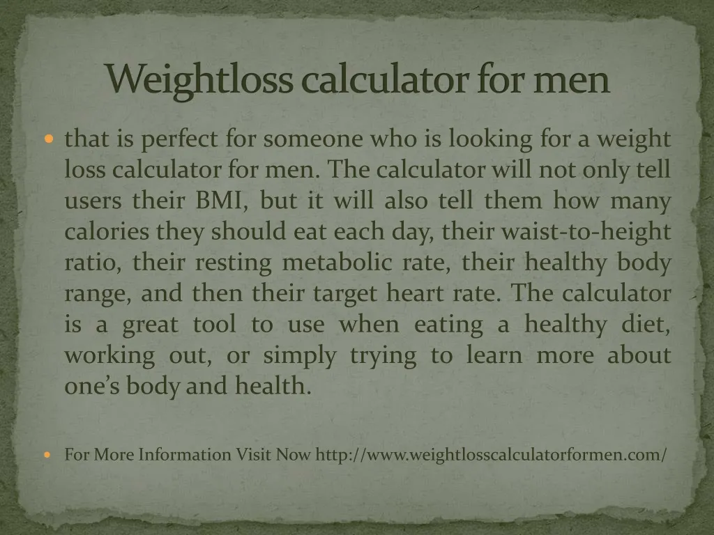 w eightloss calculator for men