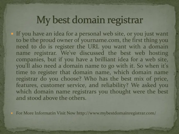 My best domain registrar