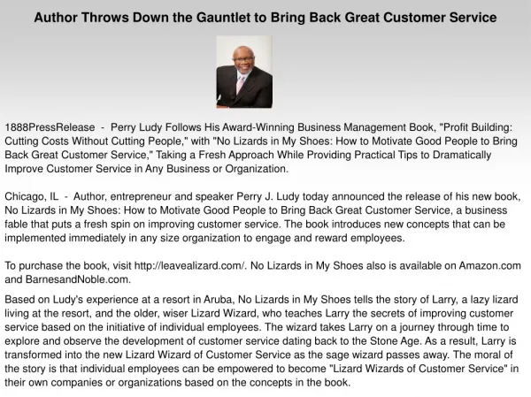 Author Throws Down the Gauntlet to Bring Back Great Customer