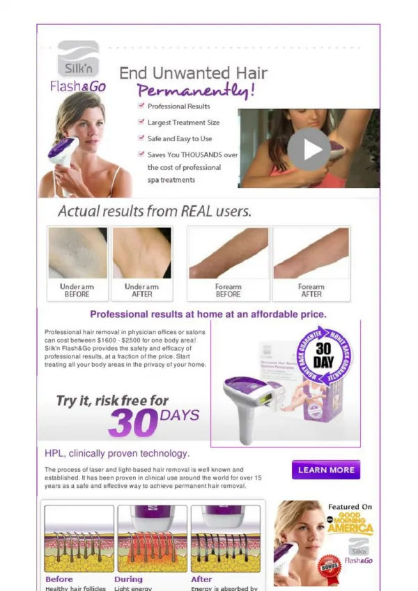 Silk N Flash and Go Hair Removal Device