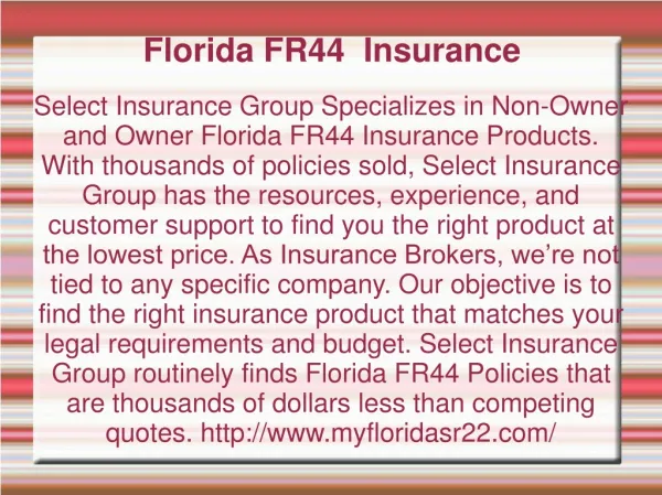 Florida FR44 Insurance