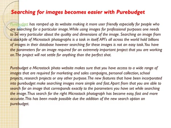 Searching for images becomes easier with Purebudget