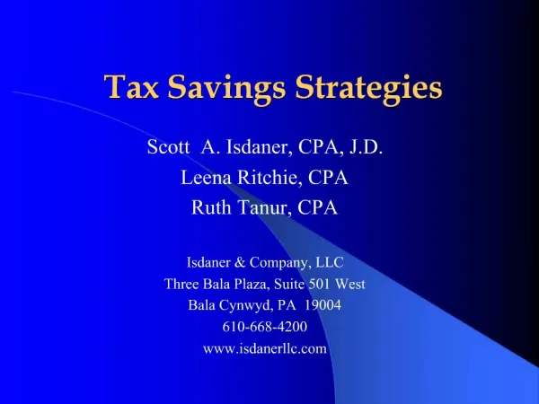 Tax Savings Strategies