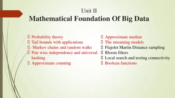 Unit II Mathematical Foundation Of Big Data