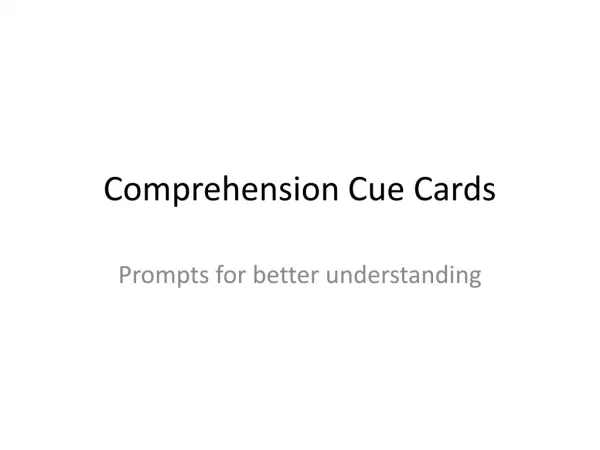 Comprehension Cue Cards