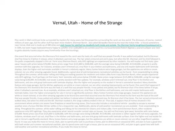Vernal, Utah - Home of the Strange6