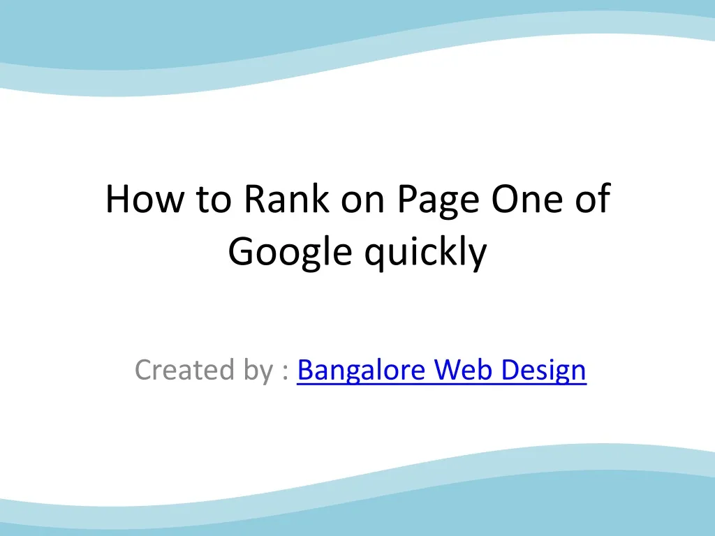 how to rank on page one of google quickly