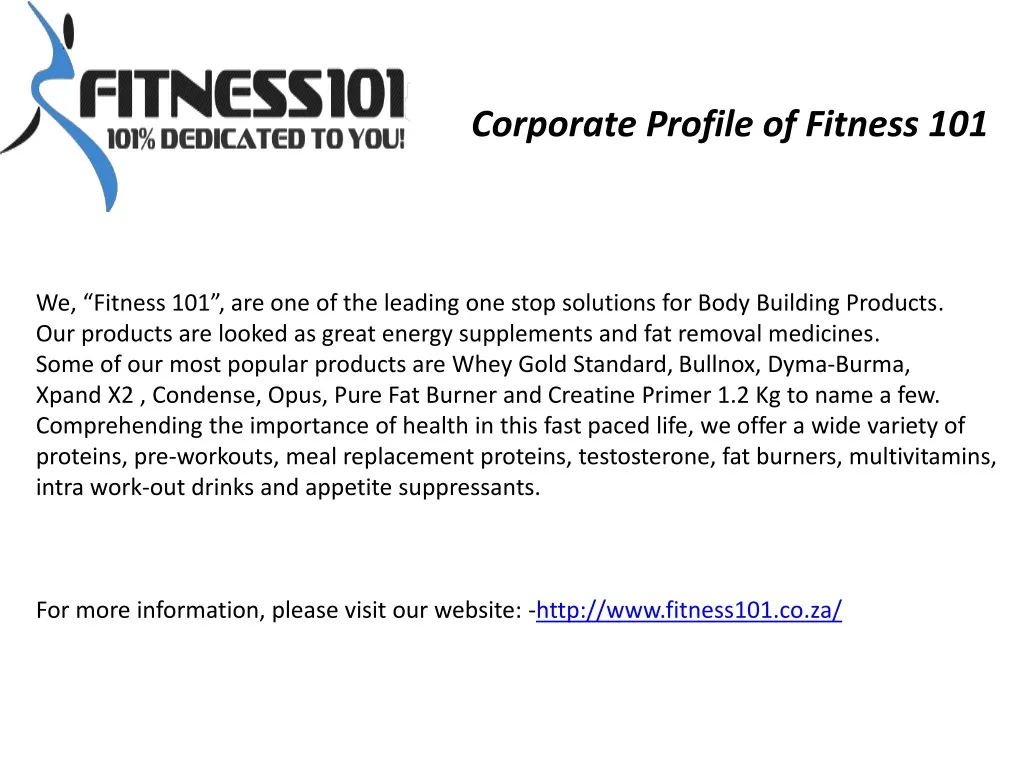 corporate profile of fitness 101