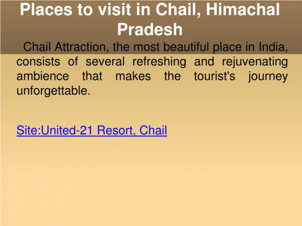 Places to visit in Chail - Himachal Pradesh