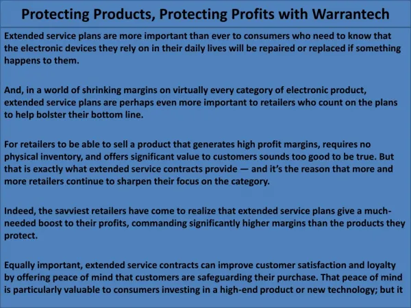 Protecting Products, Protecting Profits with Warrantech