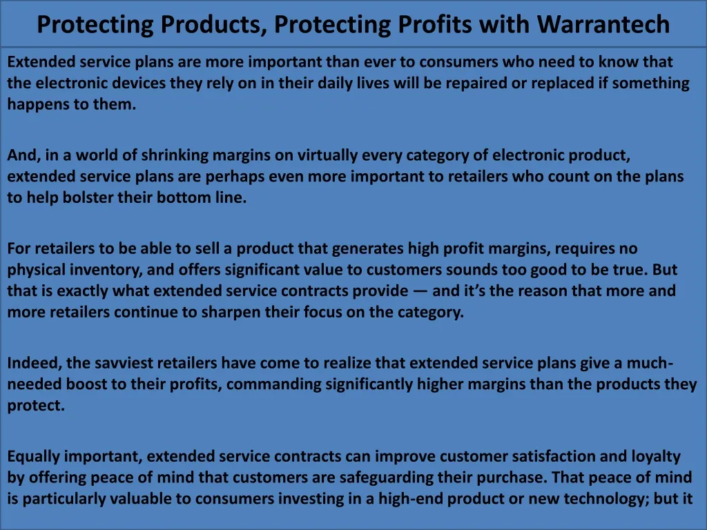 protecting products protecting profits with warrantech