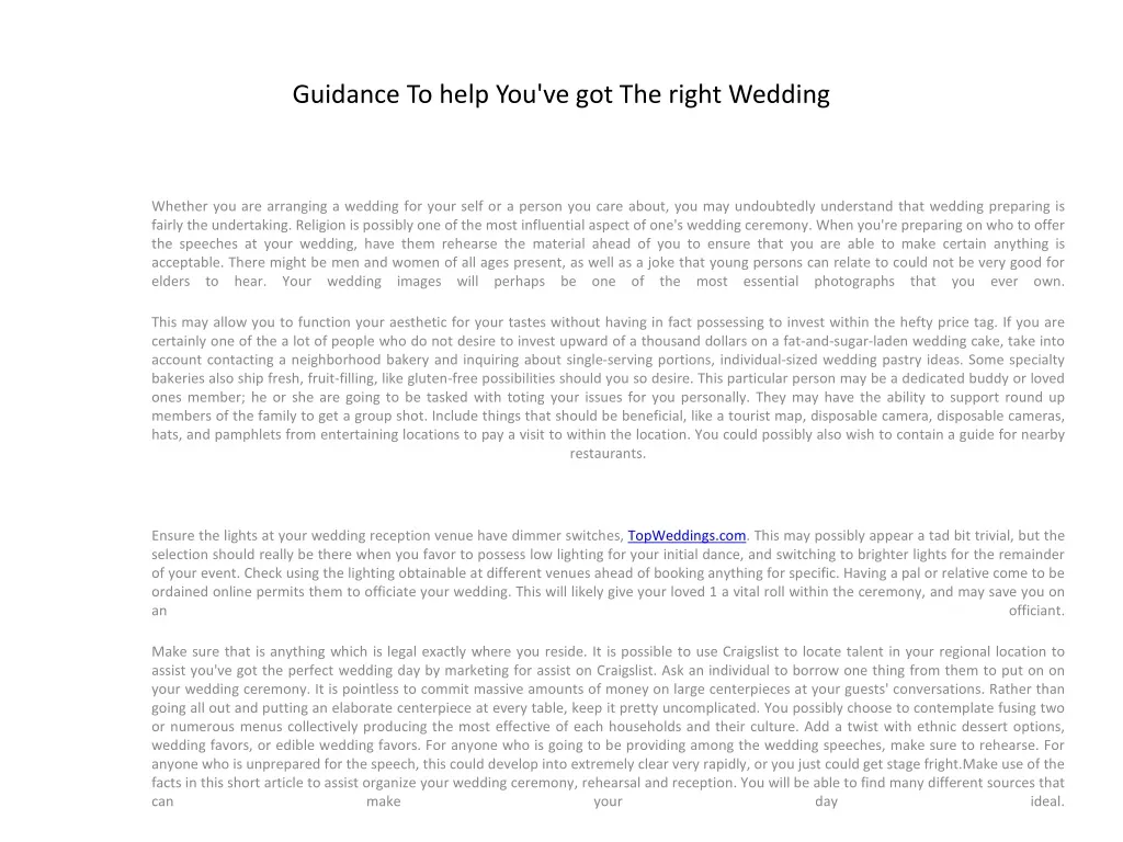 guidance to help you ve got the right wedding