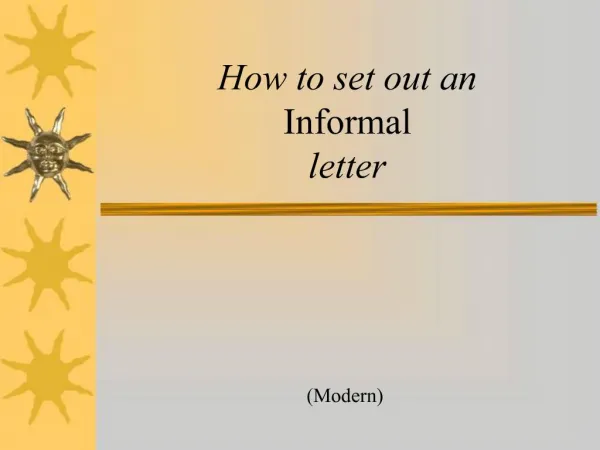 How to set out an Informal letter