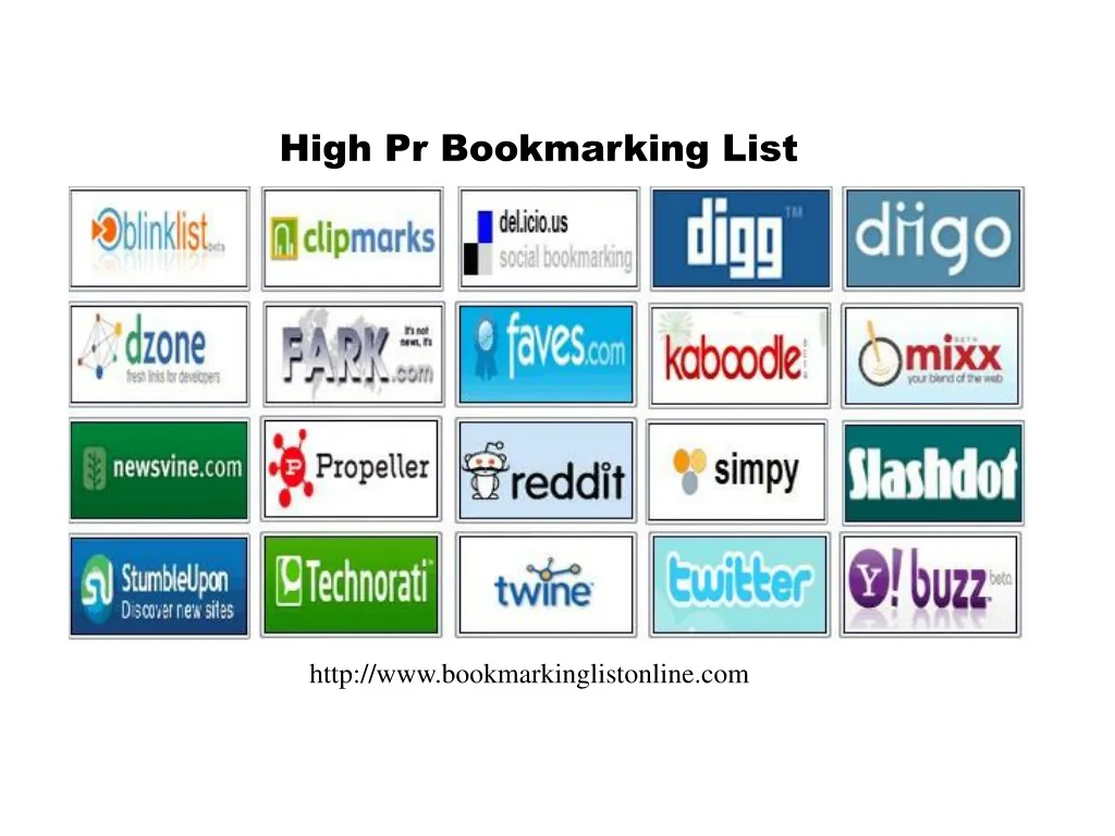high pr bookmarking list
