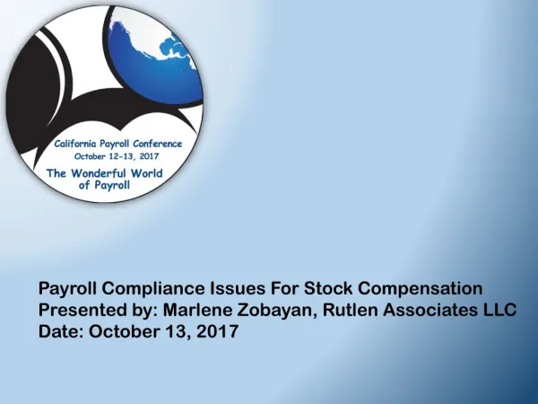 Payroll Compliance Issues For Stock Compensation