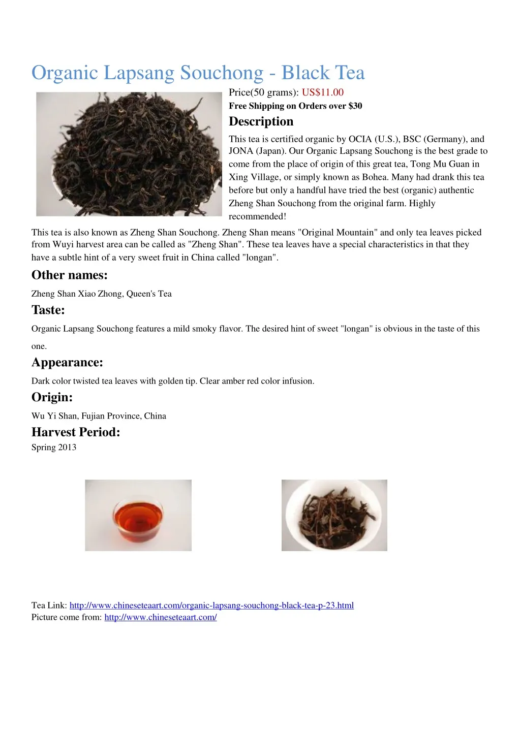 organic lapsang souchong black tea