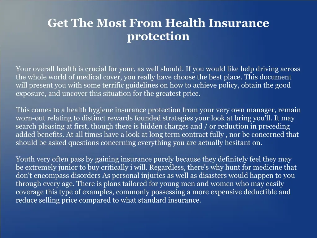 get the most from health insurance protection