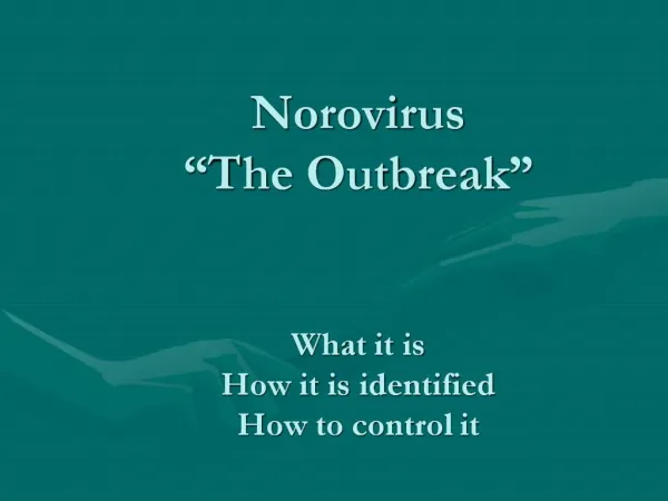 Norovirus The Outbreak What it is How it is identified How to control it